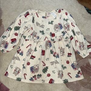 Kids Holiday Dress with Festive Print